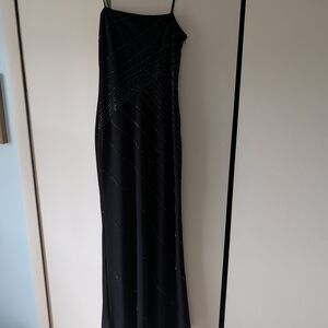 Elegant Black Beaded Slip Dress